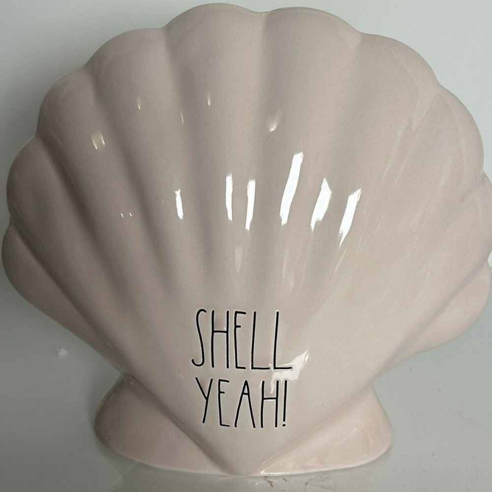 NIB RAE DUNN Light Pink Ceramic CLAM SEASHELL "SHELL YEAH"